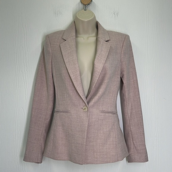 H&M - Fitted Soft Pink 1 Button Lined Long Sleeve Blazer Size XXS - Picture 2 of 12